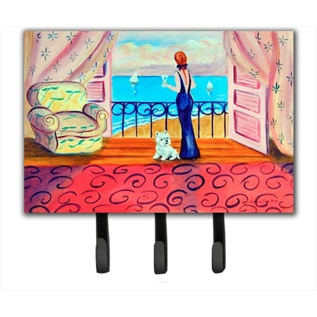 Carolines Treasures Westie With Mom And A View Leash Holder or Key Hook 7125TH68